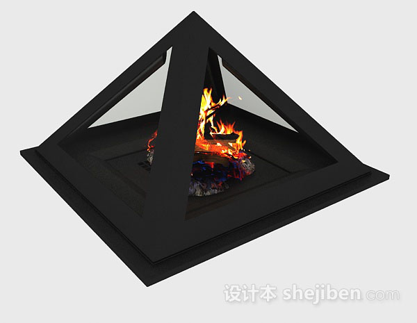 黑色简约壁炉3d模型下载