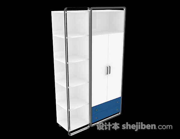 简约白色衣柜3d模型下载