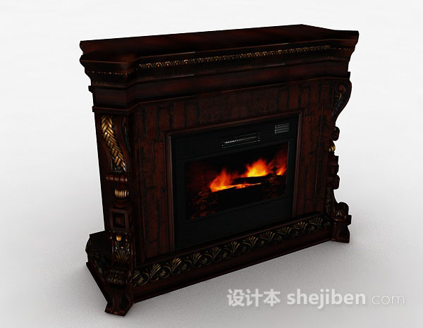 棕色壁炉3d模型下载