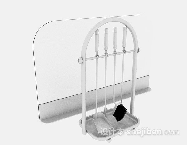 灰色壁炉清理工具3d模型下载