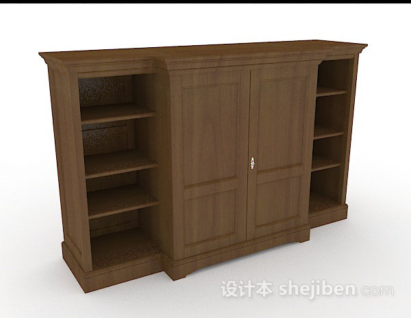 棕色木质衣柜3d模型下载