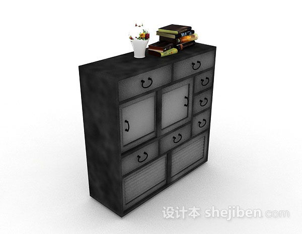 黑色存储柜3d模型下载