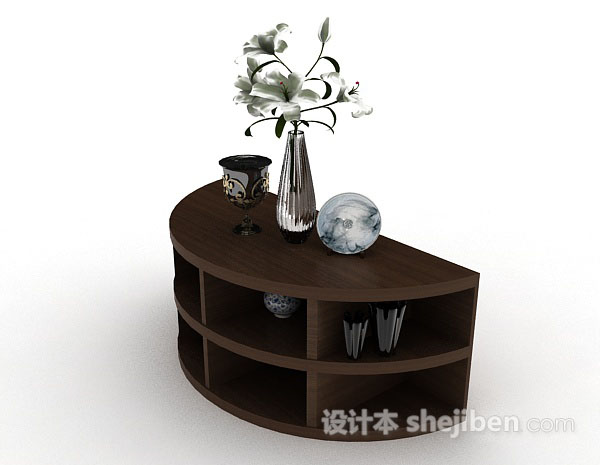半圆形木质展示柜3d模型下载