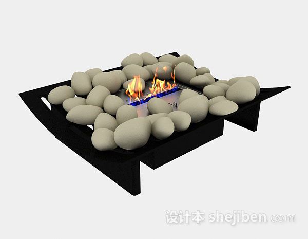 现代简约壁炉芯3d模型下载
