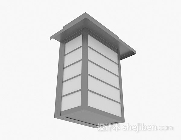 日式灰色吸顶灯3d模型下载