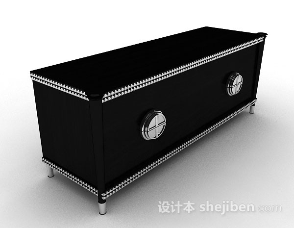 黑色木质电视柜3d模型下载