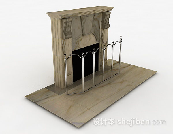 石材壁炉3d模型下载