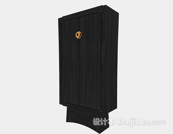 黑色木质衣柜3d模型下载