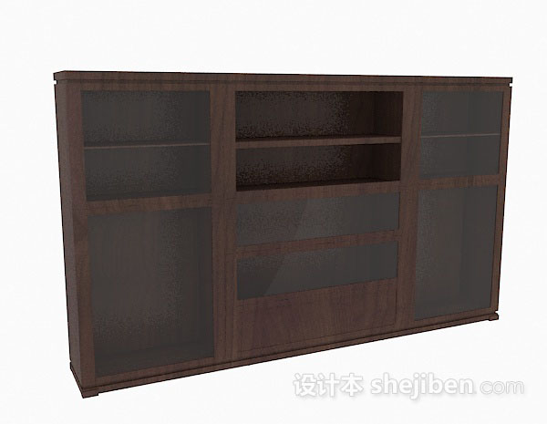 棕色木质衣柜3d模型下载