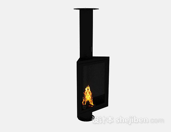 黑色壁炉3d模型下载