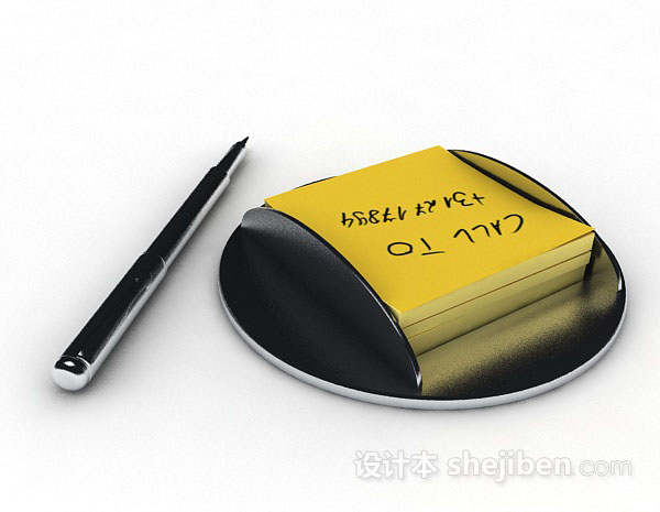 便签纸和笔3d模型下载
