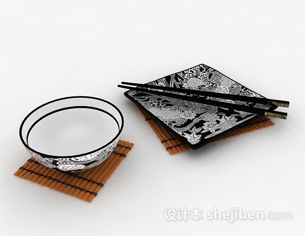 日式餐具3d模型下载