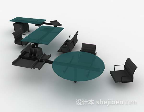 办公桌椅组合3d模型下载