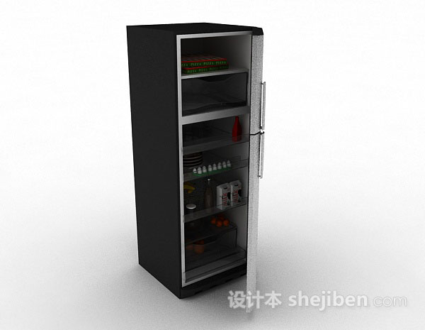 黑色冰箱3d模型下载