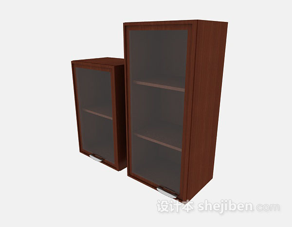 木质简约展示柜3d模型下载