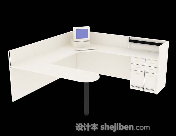 黄色办公桌3d模型下载