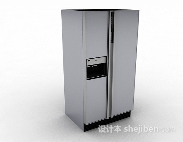 灰色双门电冰箱3d模型下载