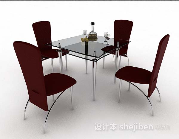 现代简约餐桌椅3d模型下载