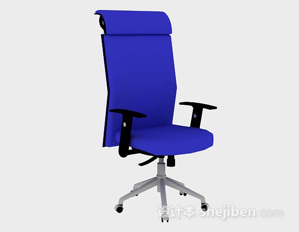 蓝色办公椅3d模型下载