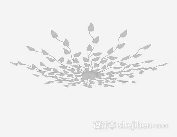 白色叶子吸顶灯3d模型下载