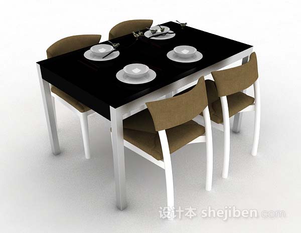 简约餐桌椅3d模型下载