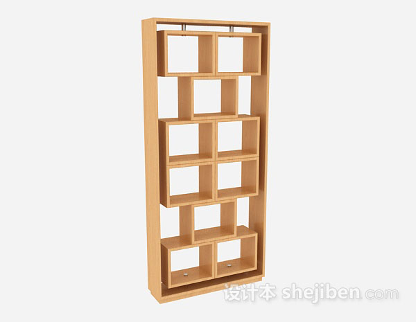黄色木质展示柜3d模型下载