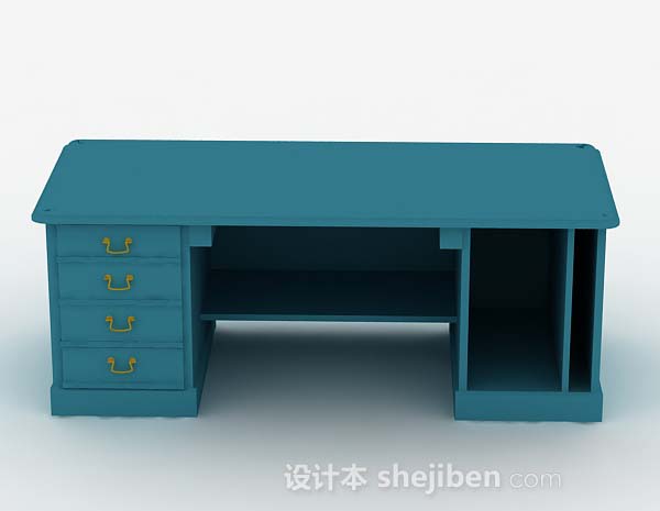 蓝色书桌3d模型下载