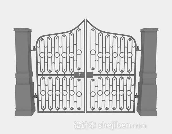 灰色铁艺大门3d模型下载