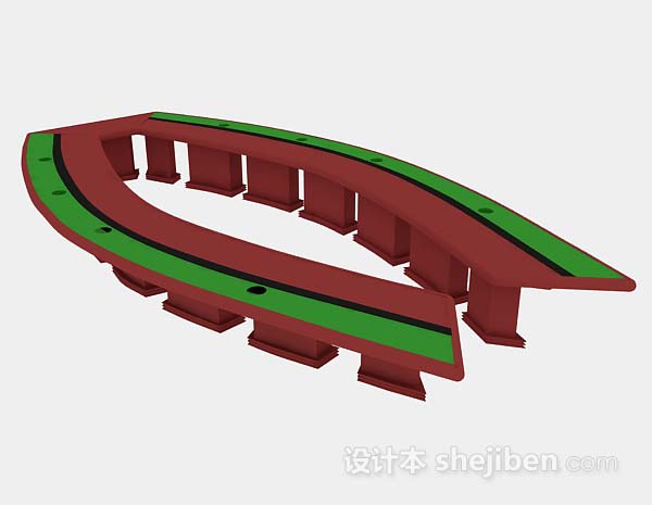 红色会议桌3d模型下载