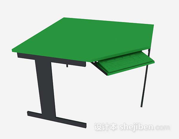 绿色办公桌3d模型下载