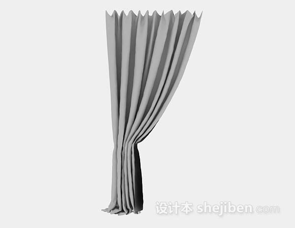 灰色窗帘3d模型下载