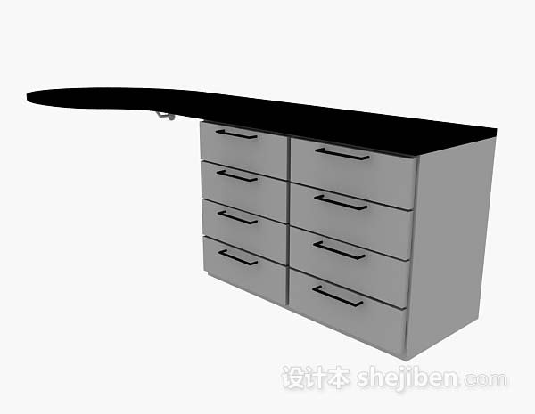 灰色办公桌3d模型下载