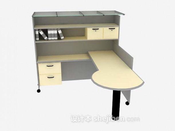 灰色木质办公桌3d模型下载