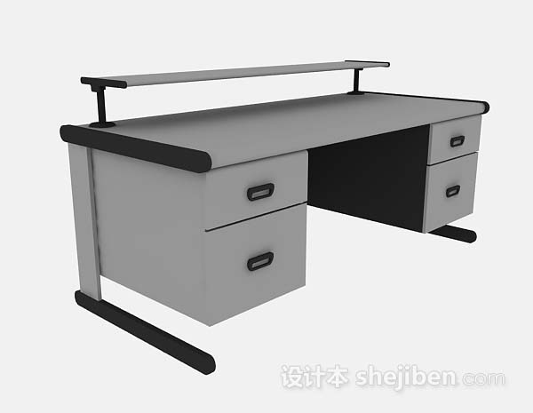 灰色办公桌3d模型下载