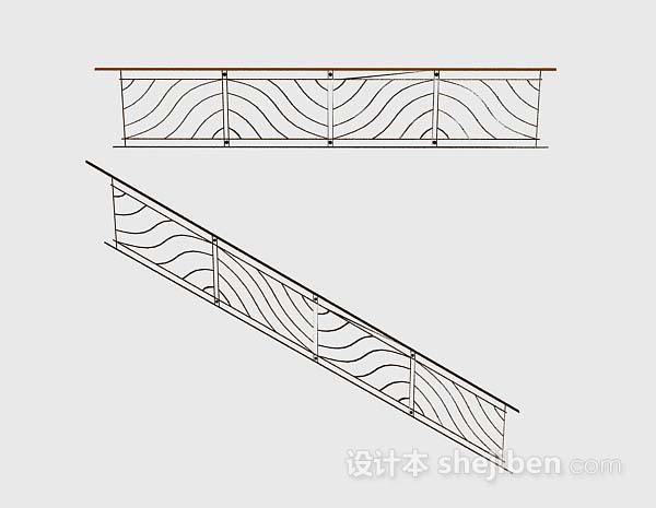 黑色铁艺栏杆3d模型下载