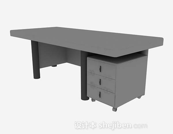 灰色办公桌3d模型下载