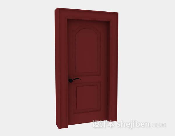 红色木质家居门3d模型下载