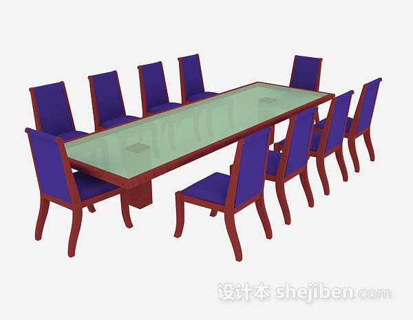 会议桌椅组合3d模型下载