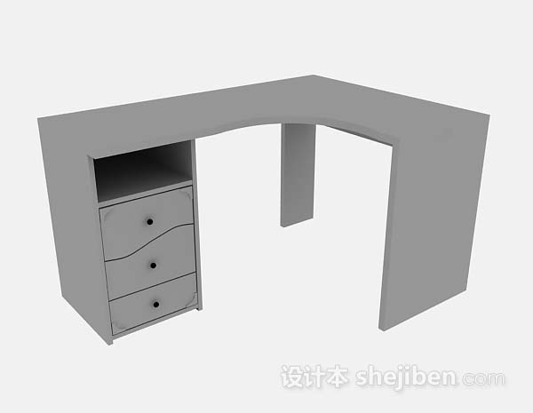 灰色办公桌3d模型下载