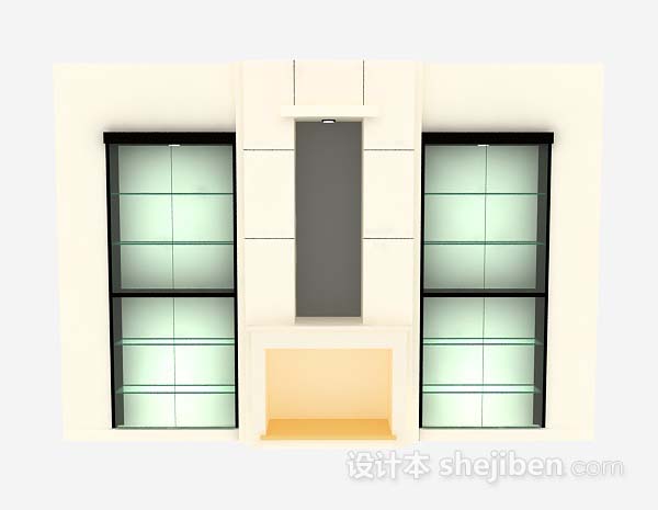 家居简约展示柜3d模型下载