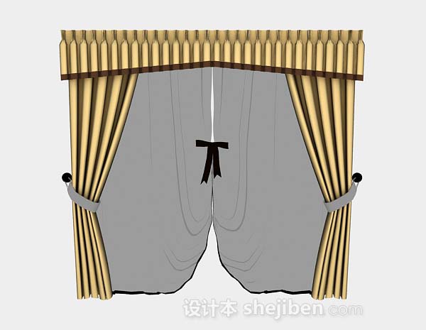 黄色窗帘3d模型下载