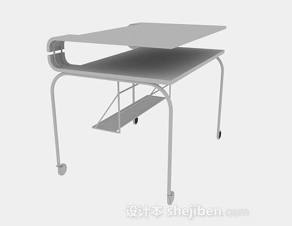 灰色办公桌3d模型下载