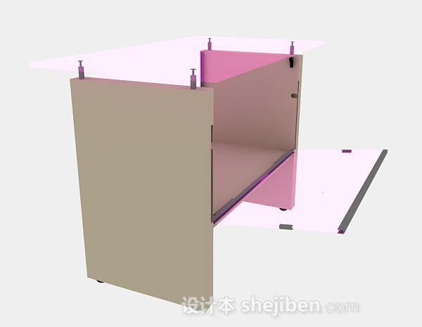 粉色办公桌3d模型下载
