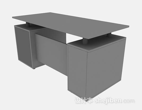灰色办公桌3d模型下载