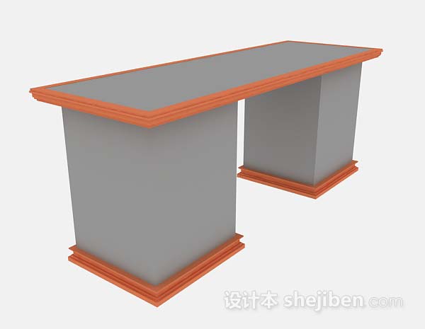 灰色办公桌3d模型下载