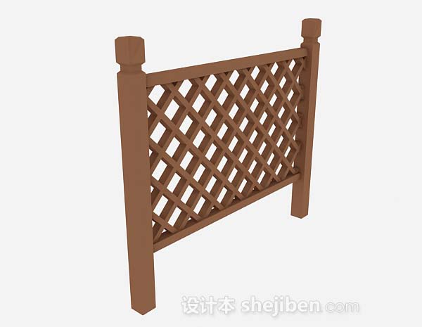 中式棕色栏杆3d模型下载
