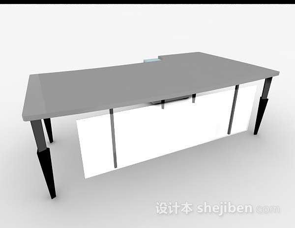 灰色办公桌3d模型下载