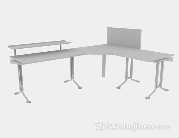 灰色简约办公桌3d模型下载