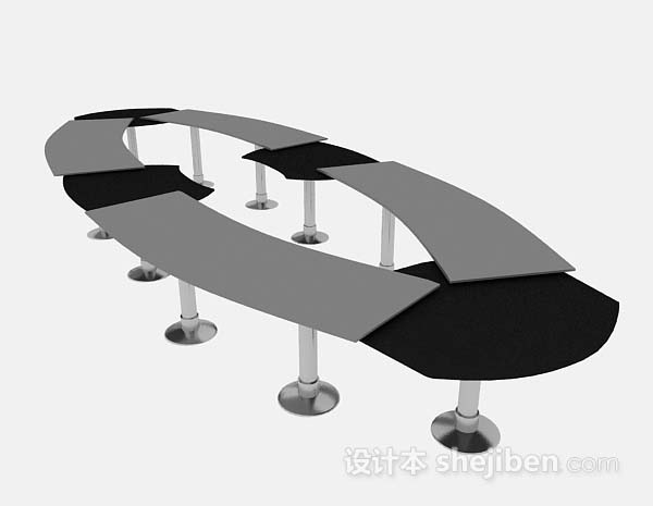 灰色会议桌3d模型下载