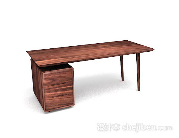 棕色木质书桌3d模型下载